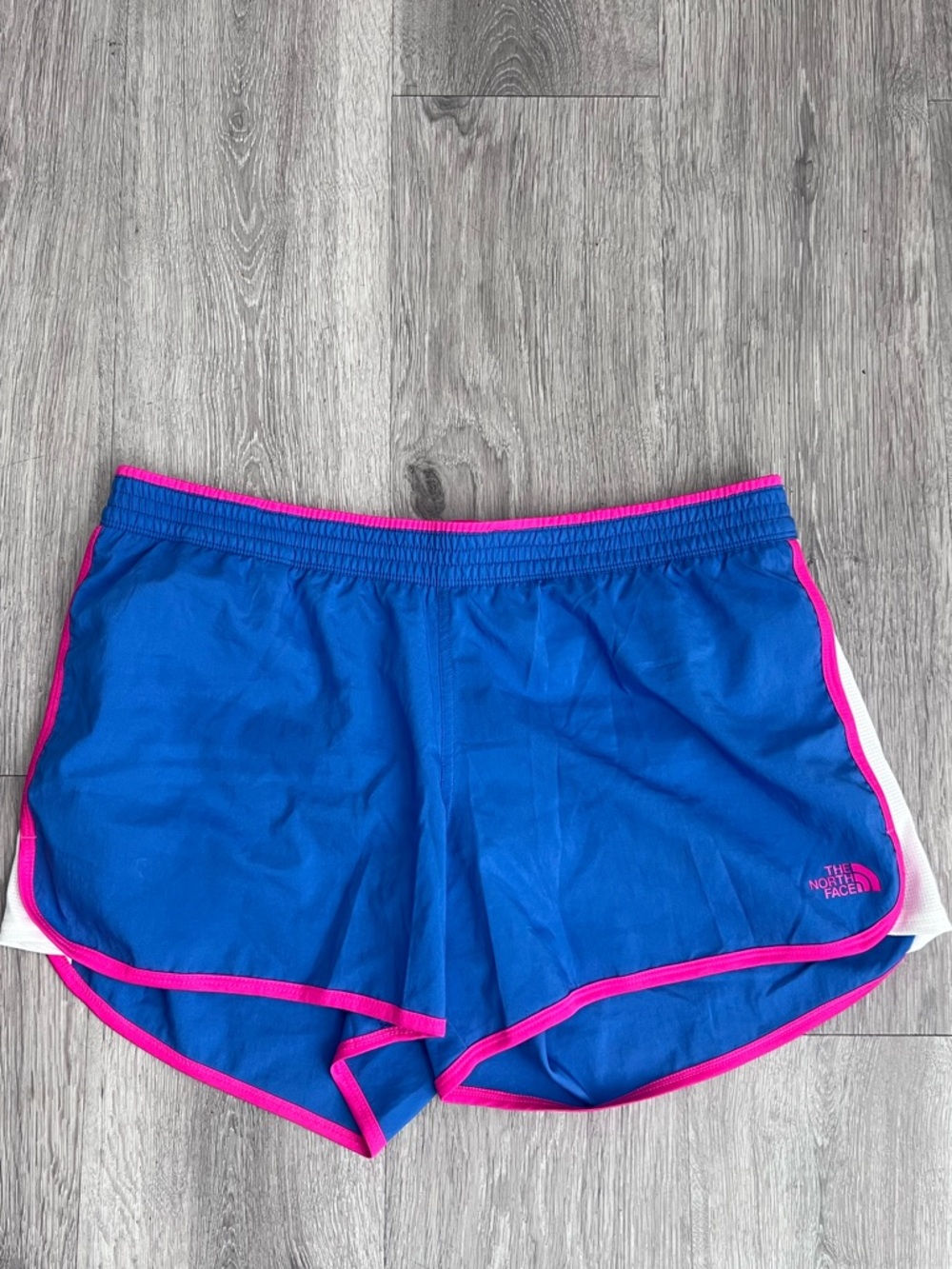 The North Face Women's Purple Athletic Shorts with Hot Pink Trim